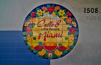                         Wall mosaic on Calle Ocho (SW 8th Street), the vibrant artery of the historic Little Havana neighborhood of Miami, Florida                        