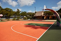                         Florida-colorful basketball hoops in the Liberty City neighborhood of Miami, Florida                        