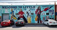                         An unusual and, at first glance, incomplete welcome sign in Miami, Florida's Little Haiti, long a neighborhood populated by many Haitian exiles, which in the early 21st Century became home to other Caribbean immigrants and Hispanics from elsewhere in Central and South America                        