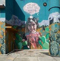                         Colorful "All We Need is Amor" mural in the Wynwood neighborhood of Miami, Florida, which Wikipedia calls "one of the city's most happening districts"                        