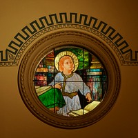                         Stained-glass window at the Memorial Presbyterian Church, built by Florida railroad tycoon Henry Morrison Flagler in 1889 in St. Augustine, Florida                        