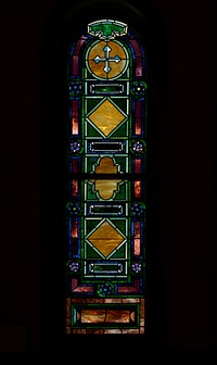                         Stained-glass window at the Memorial Presbyterian Church, built by Florida railroad tycoon Henry Morrison Flagler in 1889 in St. Augustine, Florida                        