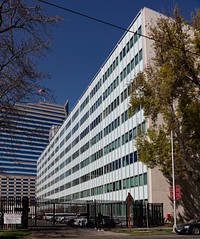                         John E. Moss Federal Building met historic listing criteria in 2018. Located at 650 Capitol Mall, Sacramento, California                        