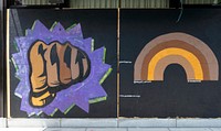                         Black Lives Matter Art on the Miller & Chevalier building on Black Lives Matter Plaza in Washington, D.C.                        