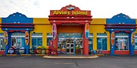                         The colorful entrance to the Alvin's Island beachfront department store in Destin, Florida, a popular beach community in the "Panhandle" portion of the state above the Gulf of Mexico                        