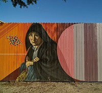                         Part of a long panel of paintings outside the Cummer Museum of Art and Gardens in Jacksonville, Florida, a regional cultural and business center in the state's northeast corner                        