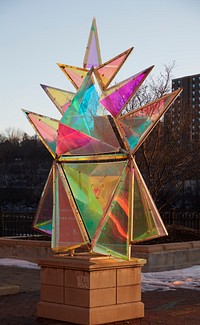                         Sculpture along the Fox River bike trail in Elgin, Illinois                        