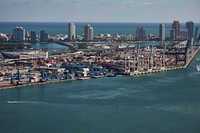                         Aerial view of the shipping-container port in Miami, Florida                        