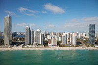                         Aerial view of the seaside community of Bal Harbour Village in upper Dade County, Florida, above Miami Beach                        