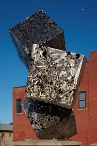                        Bruce White's 2017 sculpture, "Fractal Cluster," which stands on the bridge over the Fox River in Batavia, Illinois                        
