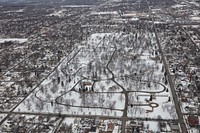                         Wintertime aerial view of Oakland Cemetery in St. Paul, which--along with neighboring Minneapolis--is one of Minnesota's famous "Twin Cities"                        