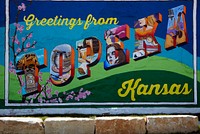                         Welcome mural in the Kansas capital city of Topeka                        