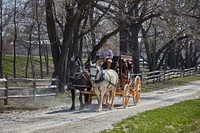                         Visitors get a ride at the Mahaffie Stagecoach Stop and Farm, in Olathe, one of the suburban cities surrounding Kansas City, Kansas, which itself is a "sister city" of the larger Kansas City, Missouri                        