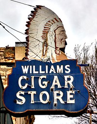                         This "cigar store Indian" was not a carving but a sign, bearing the likeness of a Native American chief, for one of what were once several (hand-rolled) cigar makers in Junction City, a small city between Manhattan and Abilene, Kansas                        