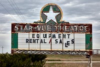                         A remnant of the Star-Vue drive-in theater, opened in 1950 and closed circa-2003 in tiny Anthony, Kansas                        