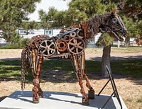                         The A-M Russell Excavating in Garden City, a small city in southwestern Kansas, sponsored the installation of this piece of roadside art that's fittingly named "Metallic Scrap"                        