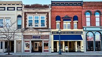                         Portion of a downtown block in Dowagiac, Michigan. The small city's name is a Potawatomi Indian word meaning "fishing water." Dowagiac is the headquarters of the Pokagon Band of the tribe                        