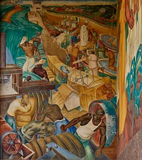                         One of four immense frescoes by Conrad Albrizio representing the industries of south and north Louisiana in the north portico of the Louisiana State Exhibit Museum in Shreveport                        