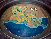                         Sculptor Duncan Ferguson created this raised topographical map of Louisiana, is located three feet below the floor at the Louisiana State Exhibit Museum in Shreveport                        