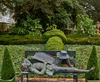                         Both this sculpture and the scene epitomize restfulness at the Houmas House and Gardens, a sugar-cane plantation estate also known as Burnside Plantation after one of its owners, near Louisiana's Mississippi River Road town of Darrow                        