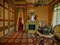                         Parlor at San Francisco Plantation house, built in the 1850s on land now (as of 2021) on Marathon Oil Refinery grounds along the Mississippi River in John the Baptist Parish, Louisiana                        