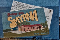                         Postcard-like welcome mural in Smyrna, an exurban town near Nashville in Rutherford County, Tennessee                        