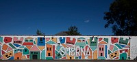                         Somewhat obscured in this town mural is the name of the town in Smyrna, an exurban town near Nashville in Rutherford County, Tennessee                        