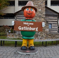                         One of several Thanksgiving-season pumpkin characters makes an appearance on the street in Gatlinburg, a small city in southeast Tennessee known as the gateway to the adjacent Smoky Mountains National Park                        