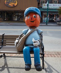                         One of several Thanksgiving-season pumpkin characters makes an appearance on the street in Gatlinburg, a small city in southeast Tennessee known as the gateway to the adjacent Smoky Mountains National Park                        