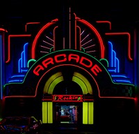                         Brilliant neon attracts players to the Rockin' game arcade in Pigeon Forge, a former sedate farming community turned quirky entertainment mecca in eastern Tennessee                        