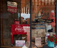                         Store window in downtown Lenoir City, a small city in Tennessee, southwest of larger Knoxville                        