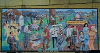                         The Smoky Mountain Music History mural in Maryville, a small college town south of larger Knoxville in eastern Tennessee, not far from the vast Great Smoky Mountains National Park that's shared with neighboring North Carolina                        