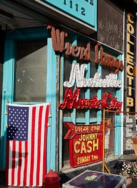                         Entrance to the Cool Stuff & Weird Things shop along an eclectic strip of Charlotte Avenue, a mile or so from Vanderbilt University in Nashville, the capital city of the U.S. state of Tennessee and, by reputation and accomplishment, of American country music                        