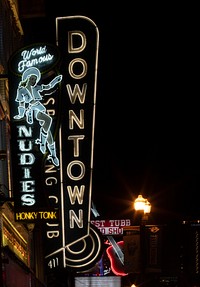                         Neon sign for Nudie's Honky Tonk, a burlesque bar in Nashville, the capital city of the U.S. mid-South city Tennessee                        