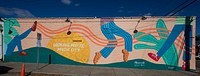                        Artist Emily Eisenhart's "Looking Pretty" mural in the trendy Eastside neighborhood of Nashville, the capital city of the mid-South U.S. state of Tennessee, that accentuates the city's "Music City" nickname                        