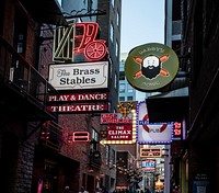                         Dusk approaches in the crowded entertainment district of Nashville, the capital city of the U.S. mid-South city Tennessee                        