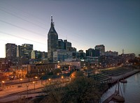                         Dusk shot of downtown Nashville, the capital city of the U.S. mid-South city Tennessee                        