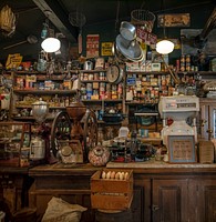                         Interior view of Ike's Amish Depot & Country Store, which served not only as a general store along the road in tiny Ethridge, Tennessee, but was also the bus depot for the scattered population of Amish farmers and their families in the rural area                        