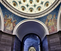                         Artwork on the walls of the at the Missouri Capitol rotunda in Jefferson City, the capital city of the midwest-U.S. state                        