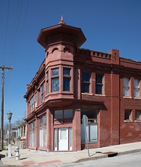                         A classic corner in St. Joseph, the principal city in the northwest corner of Missouri, which has preserved dozens of such historical structures                        