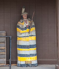                         Figure representing a Native American at the Cherokee Strip Land Rush Museum in Arkansas City, a small Kansas town near the Oklahoma border                        