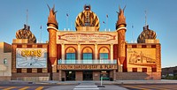                         The Corn Palace, an arena and event venue that is one of Midwest America's most popular tourist attractions (whose advertising makes it clear that it's the world's ONLY corn palace), in the small city of Mitchell, South Dakota                        