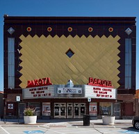                         The historic Dakota Theatre in Yankton, a small city on the Missouri River and the Nebraska border in the southeast corner of South Dakota                        