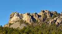                         View of the Mount Rushmore National Memorial, one of the United States' most famous and beloved sculptures, high in the Black Hills of southwestern South Dakota near the tiny town of Keystone                        