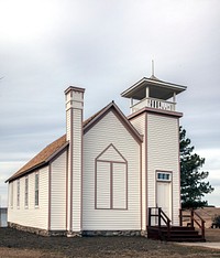                        The historic Oahe School Chapel in remote Hughes County, above Pierre, South Dakota, was once paired with an industrial school and a girls' school established by Congregationalist missionary Thomas Riggs and his wife, Nina Foster, on the grounds of an old Arikara Indian Village                        