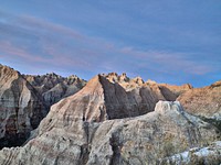                         Late-December view of western South Dakota's Badlands National Park, southeast of Rapid City, when the region's stark rock formations get dustings of snow such as these and also dangerous full-scale blizzards                        