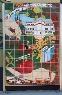                         A colorful mosaic welcoming visitors in Nebraska City, Nebraska                        