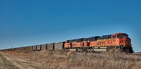                         A long, long, heavily laden coal train passes outside Cairo (pronounced "CARE-roh"), a small town northwest of Grand Island, Nebraska                        