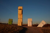                         A portion of the Carhenge outdoor monument to automobiles near Alliance in northwest Nebraska, built to mimic the world-famous Stonehenge prehistoric monument on England's Salisbury Plain                        