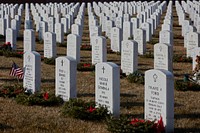                         Gravestones at Fort McPherson National Cemetery, along the old Oregon and Mormon emigrants heading west in the late 19th Century in Maxwell, Nebraska                        